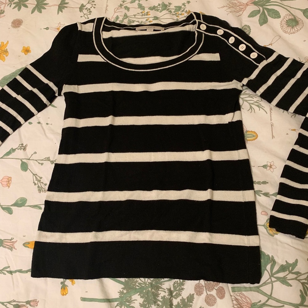 NWOT Loft Black and White Striped Sweater
